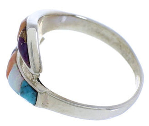 Sterling Silver Multicolor Opal Inlay Ring Size 7-1/2 VX36352